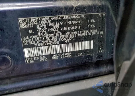 2022 Toyota Rav4 Xle Premium from USA, damaged, VIN 2T3B6RFV3NW030062